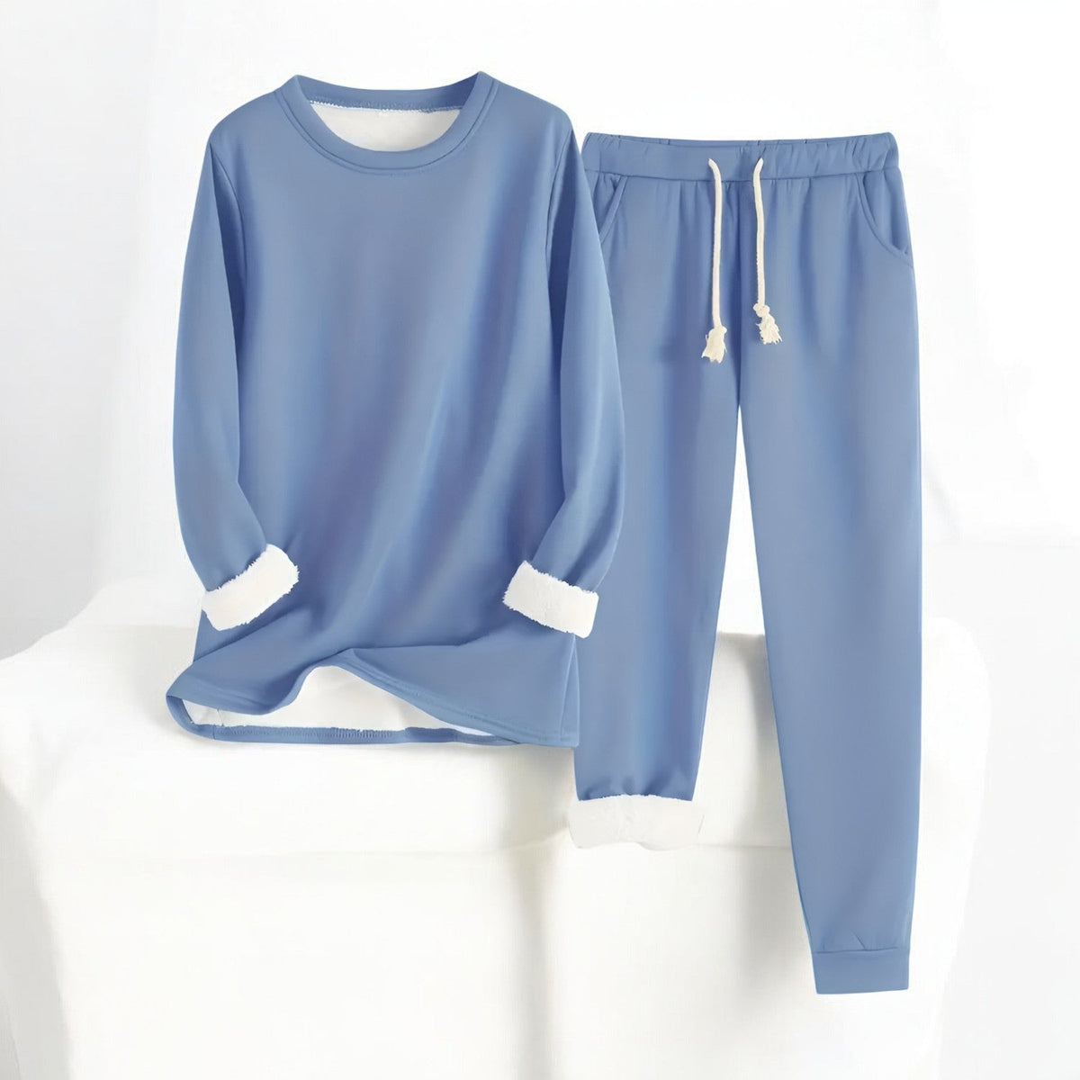 Homixa women's thermal fleece two-piece set with cozy sweater and drawstring pants, ideal for cold weather comfort.