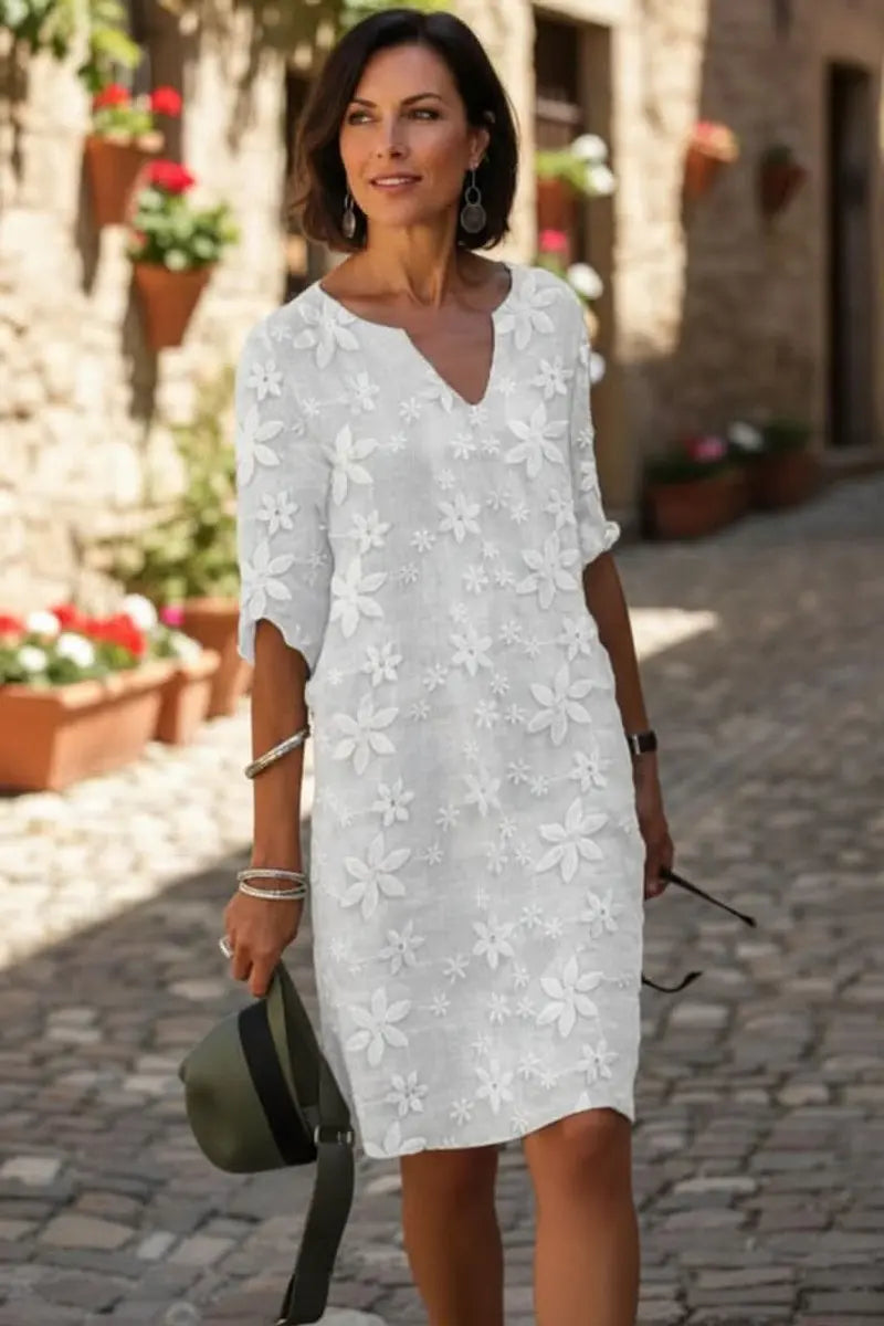 Women's V-neck midi cocktail dress by Homixa featuring a delicate all-over floral lace overlay.