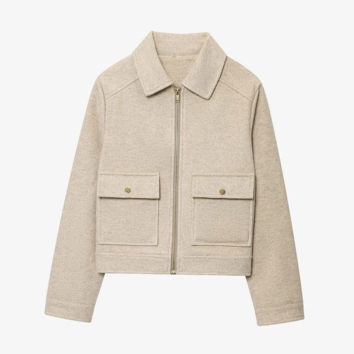 Women's vintage wool-blend short coat by Homixa with stand collar and asymmetric button front, stylish and warm outerwear.