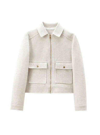Women's vintage wool-blend short coat by Homixa with stand collar and asymmetric button front, perfect for stylish winter wear.