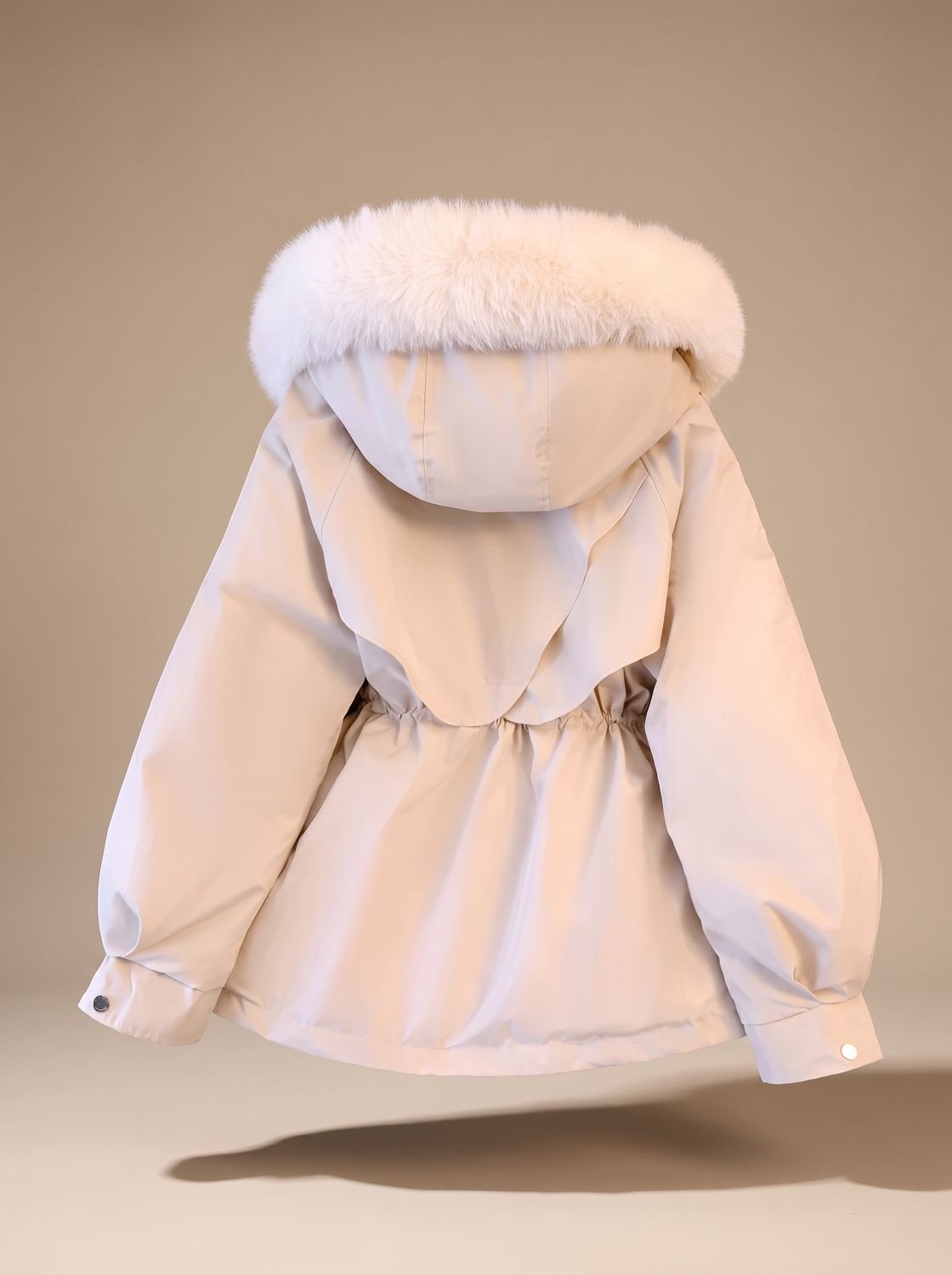 Women's water-resistant fitted winter parka by Homixa with faux-fur hood and adjustable drawstring waist, ideal for cold weather.