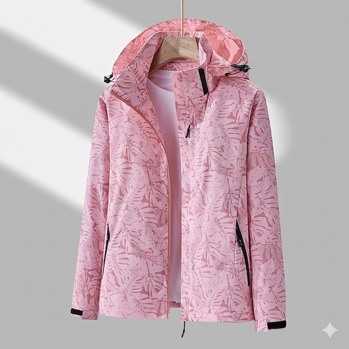 Women's waterproof lined winter jacket by Homixa with adjustable hood and zip side pockets, suitable for cold weather.