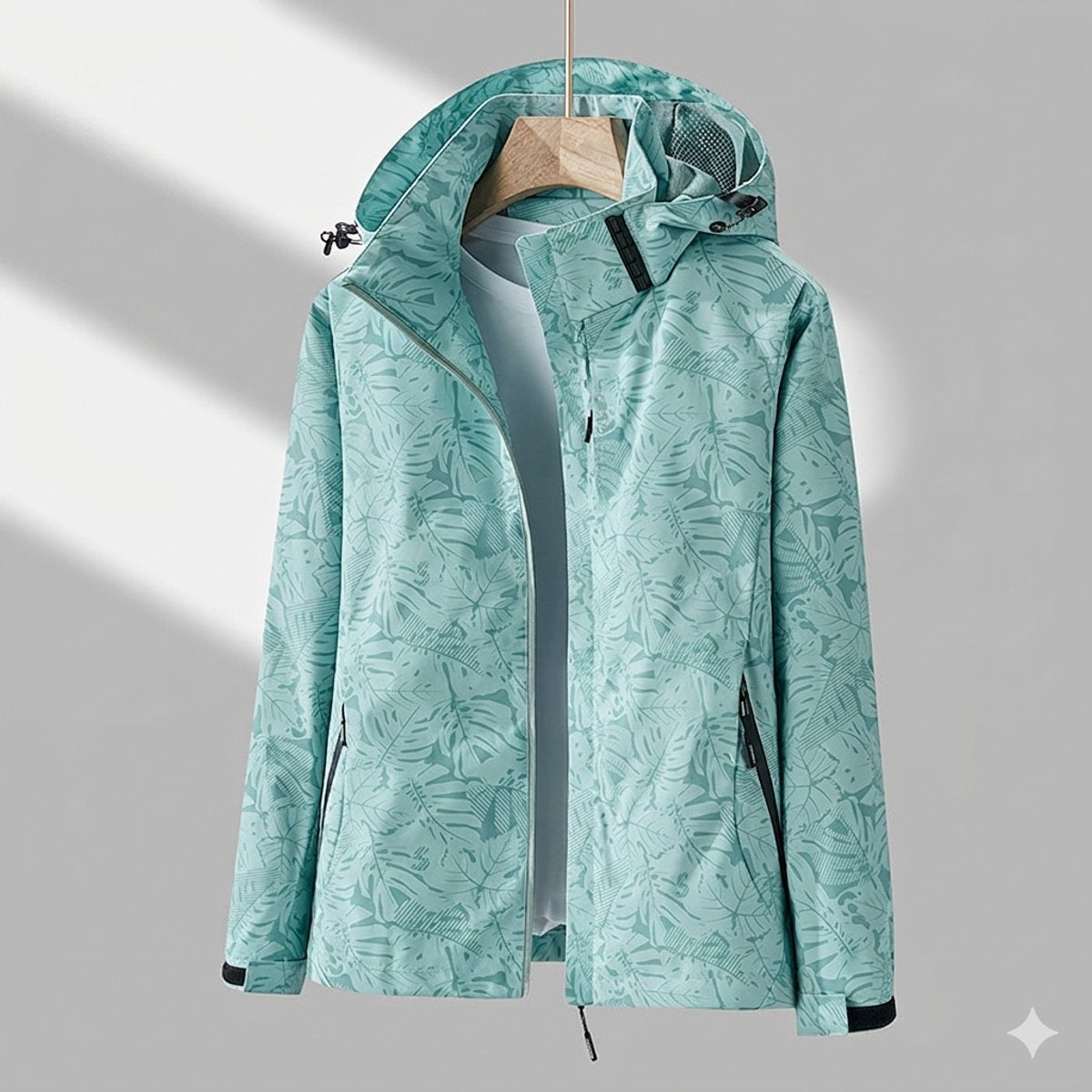 Women's waterproof lined winter jacket by Homixa featuring an adjustable hood and zip side pockets, suitable for cold weather.