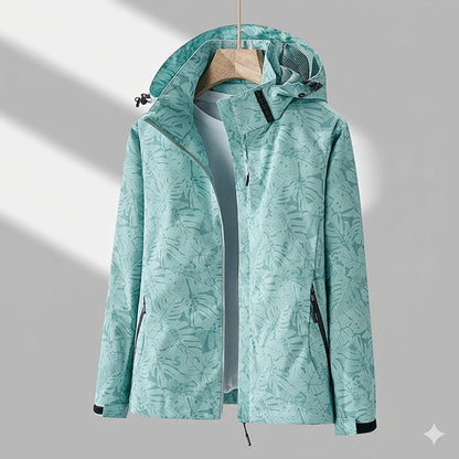 Women's waterproof lined winter jacket by Homixa featuring an adjustable hood and zip side pockets, suitable for cold weather.