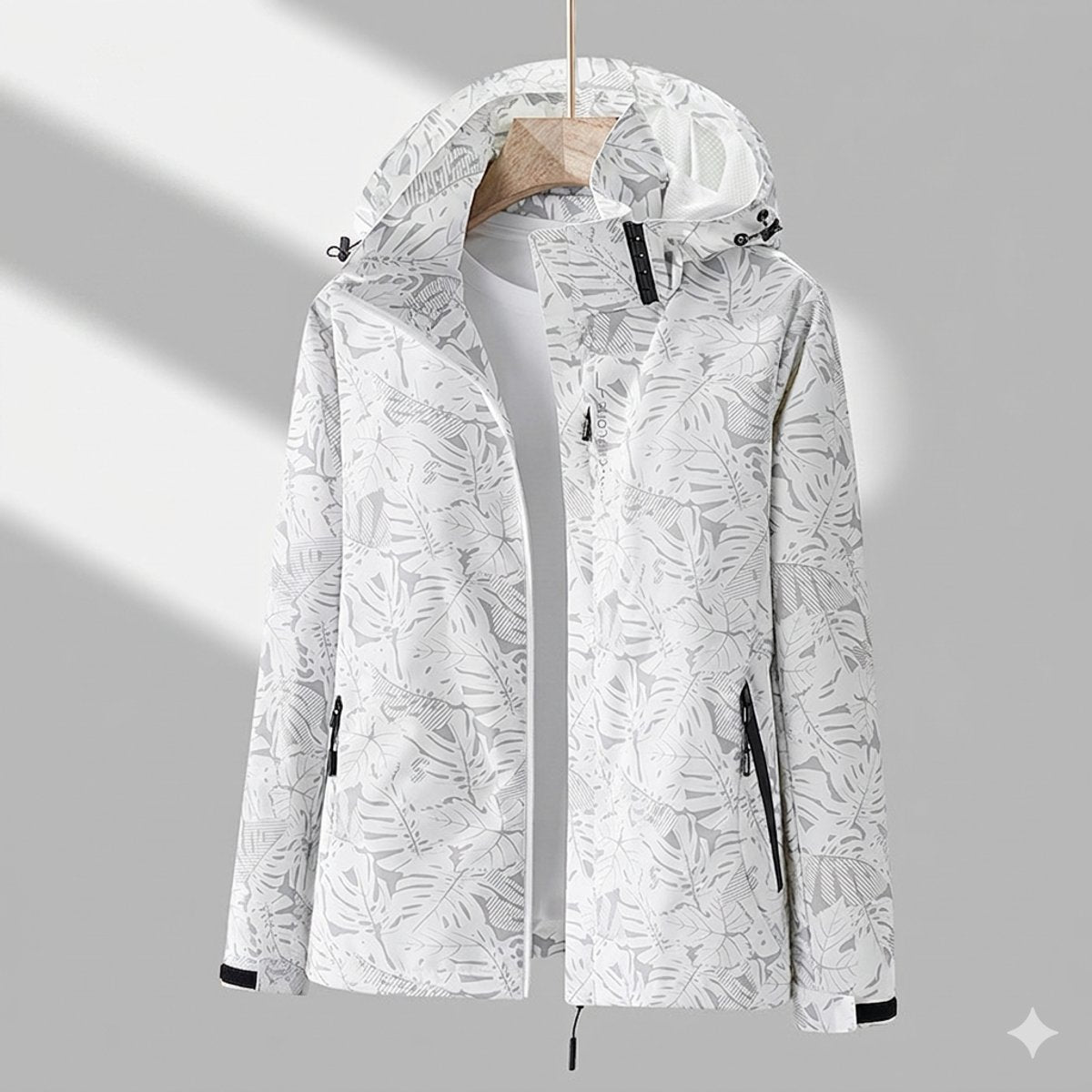 Women's waterproof lined winter jacket by Homixa with adjustable hood and zip side pockets, ideal for cold weather.